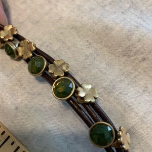 Lucky  Brand Brown Leather clover bracelet